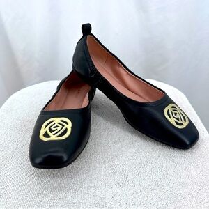 Taryn Rose Womens Rosie Leather Flats 8.5 Black Slip On Weatherproof